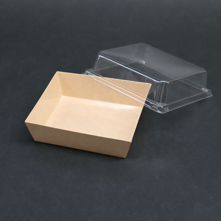 テーパー紙BOX110-120ベージュ 透明高蓋付