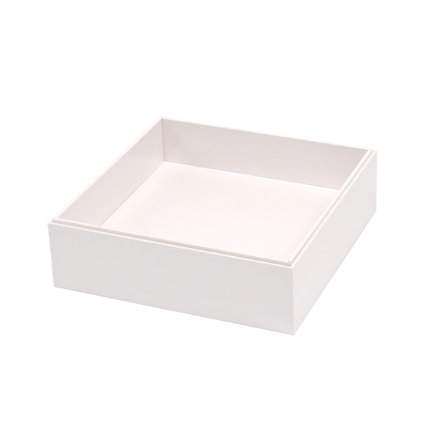 紙製デリカおせち重箱 正方形M（6.5寸） パールピンクの容器・商品