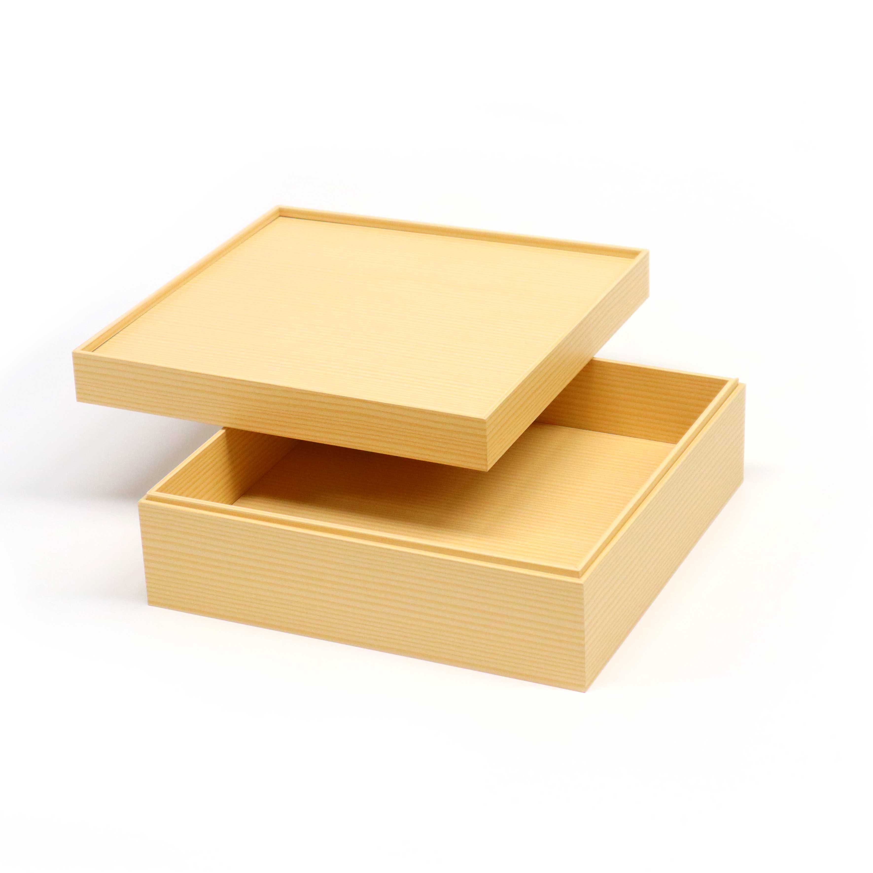 紙製デリカおせち重箱 正方形M（6.5寸） モミ柄の容器・商品ページ